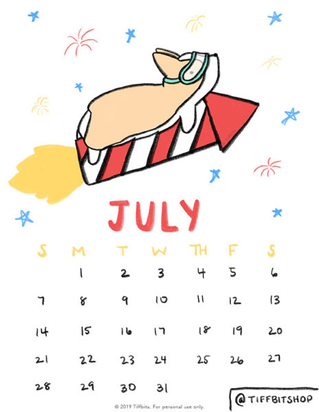Tiffbits July 2019 Printable Calendar